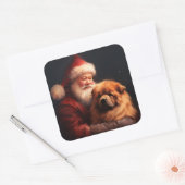 Chow Chow met Sinterklaas Feestelijke Kerstmis Vierkante Sticker (Envelop)