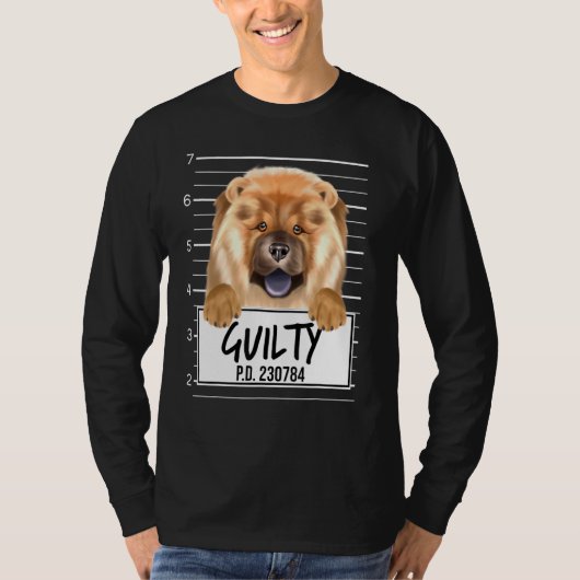 Chow Chow Mugshot Guilty Dog T-shirt (Voorkant)