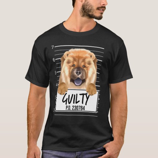 Chow Chow Mugshot Guilty Dog T-shirt (Voorkant)