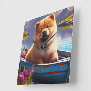 Chow Chow op een peddel: Een landschappelijk avont Vierkante Klok