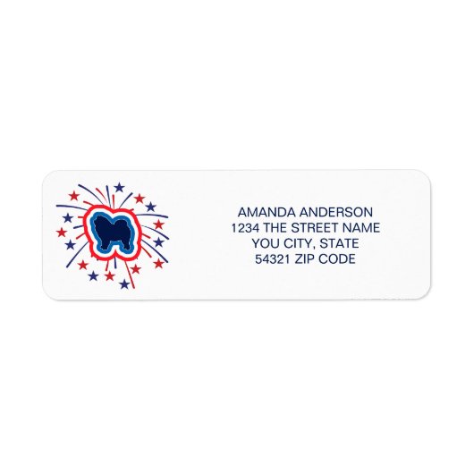 Chow Chow Patriottisch Rood Wit Blauw Retouradres Etiket (Voorkant)