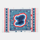 Chow Chow Patriottisch Rood Wit En Blauw 4 Juli Theedoek (Horizontaal)