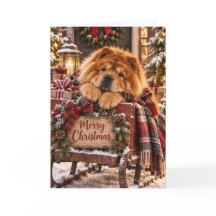 Chow Chow Prettig Kerstmis Rustieke slee Kerst-