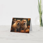 Chow Chow Pup Autumn Delight Pompoen Kaart (Voorkant)
