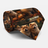 Chow Chow Pup Autumn Delight Pompoen Stropdas (Opgerold)