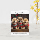 Chow Chow Puppies Kerst Kaart (Gele Bloem)