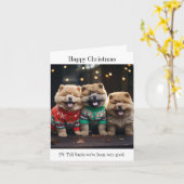Chow Chow Puppies Kerst Kaart (Gele Bloem)