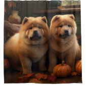 Chow Chow Puppy Herfst Delight Pompoen Douchegordijn (Voorkant)