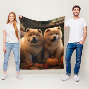 Chow Chow Puppy Herfst Delight Pompoen Fleece Deken