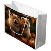 Chow Chow Puppy Herfst Delight Pompoen Groot Cadeauzakje (Voorkant Gekanteld)