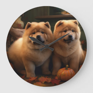 Chow Chow Puppy Herfst Delight Pompoen Grote Klok