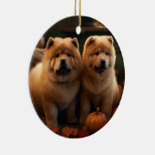 Chow Chow Puppy Herfst Delight Pompoen Keramisch Ornament (Rechts)