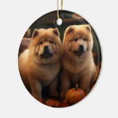 Chow Chow Puppy Herfst Delight Pompoen Keramisch Ornament (Links)