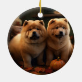Chow Chow Puppy Herfst Delight Pompoen Keramisch Ornament (Achterkant)