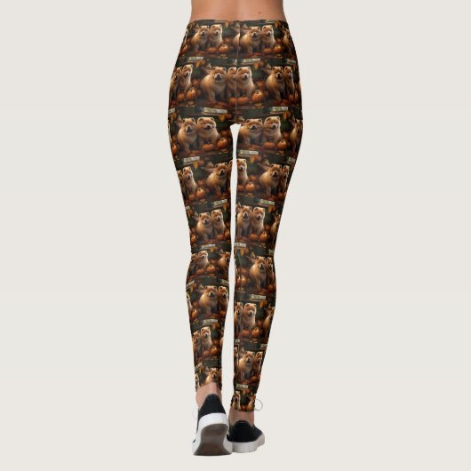 Chow Chow Puppy Herfst Delight Pompoen Leggings (Achterkant)