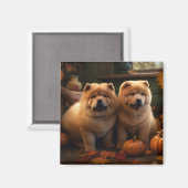 Chow Chow Puppy Herfst Delight Pompoen Magneet (Voorkant / Achterkant)