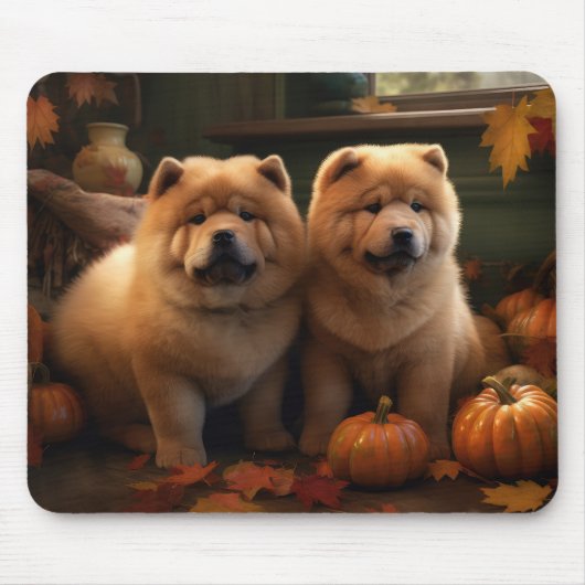 Chow Chow Puppy Herfst Delight Pompoen Muismat (Voorkant)