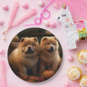 Chow Chow Puppy Herfst Delight Pompoen Papieren Bordje (Feest)