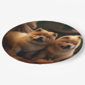 Chow Chow Puppy Herfst Delight Pompoen Papieren Bordje (Gekanteld)