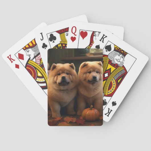 Chow Chow Puppy Herfst Delight Pompoen Pokerkaarten (Achterkant)