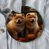 Chow Chow Puppy Herfst Delight Pompoen Ronde Button 6,0 Cm (In situ)