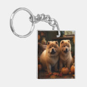 Chow Chow Puppy Herfst Delight Pompoen Sleutelhanger (Voorkant Links)