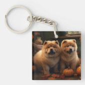 Chow Chow Puppy Herfst Delight Pompoen Sleutelhanger (Voorkant)