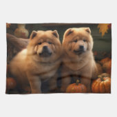 Chow Chow Puppy Herfst Delight Pompoen Theedoek (Horizontaal)