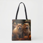 Chow Chow Puppy Herfst Delight Pompoen Tote Bag (Voorkant)