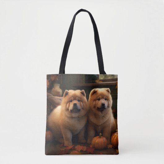 Chow Chow Puppy Herfst Delight Pompoen Tote Bag (Voorkant)