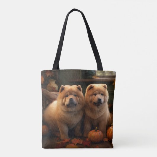 Chow Chow Puppy Herfst Delight Pompoen Tote Bag (Achterkant)
