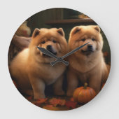 Chow Chow Puppy Herfst Plezier Pompoen Grote Klok (Voorkant)