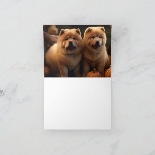 Chow Chow Puppy Herfst Plezier Pompoen Kaart (Binnen)