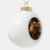 Chow Chow Puppy Herfst Plezier Pompoen Keramische Bal Ornament (Links)