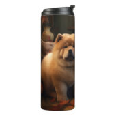 Chow Chow Puppy Herfst Plezier Pompoen Thermosbeker (Gedraaid links)