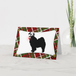 Chow Chow Reindeer Christmas Card Feestdagen Kaart