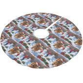 Chow Chow Rent in de Sneeuw met Kerstmuts Kerstboom Rok (Gekanteld)