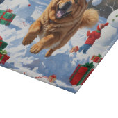 Chow Chow Rent in de Sneeuw met Kerstmuts Snijplank (Hoek)