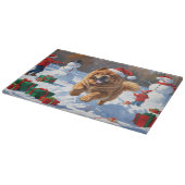 Chow Chow Rent in de Sneeuw met Kerstmuts Snijplank (Hoek)