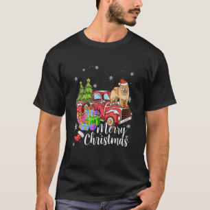 Chow Chow Riding Red Truck Xmas Merry Kerstry T-shirt