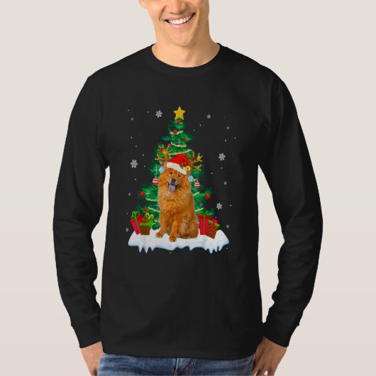Chow Chow Santa Christmas Tree Light Pajama Dog Xm T-shirt (Voorkant)