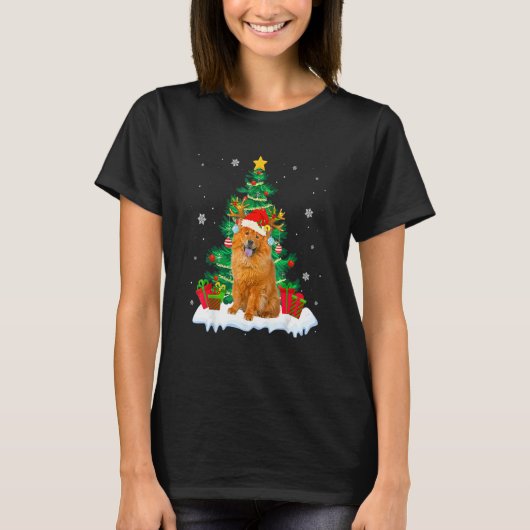 Chow Chow Santa Christmas Tree Light Pajama Dog Xm T-shirt (Voorkant)