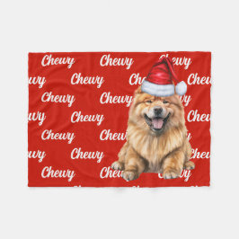 Chow Chow Santa Dog met aangepaste naam Kerstmis Fleece Deken
