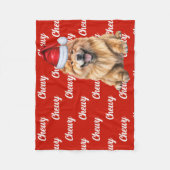 Chow Chow Santa Dog met aangepaste naam Kerstmis Fleece Deken (Voorkant)