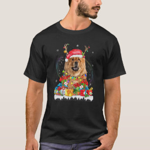 Chow Chow Santa Hat Reindeer kerstlights Paja T-shirt