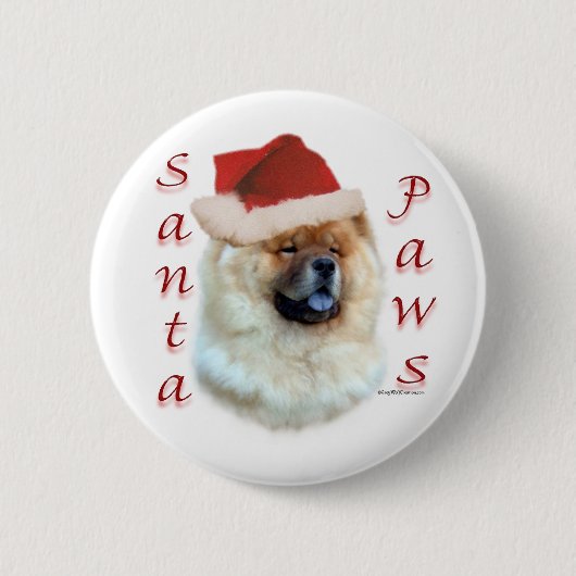 Chow Chow Santa Paws Ronde Button 5,7 Cm (Voorkant)