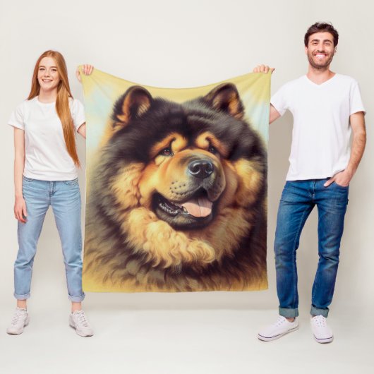 Chow-Chow Schilderen Fleece Deken (In situ)