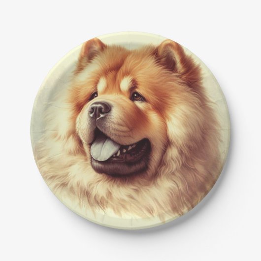 Chow-Chow Schilderen Papieren Bordje (Voorkant)