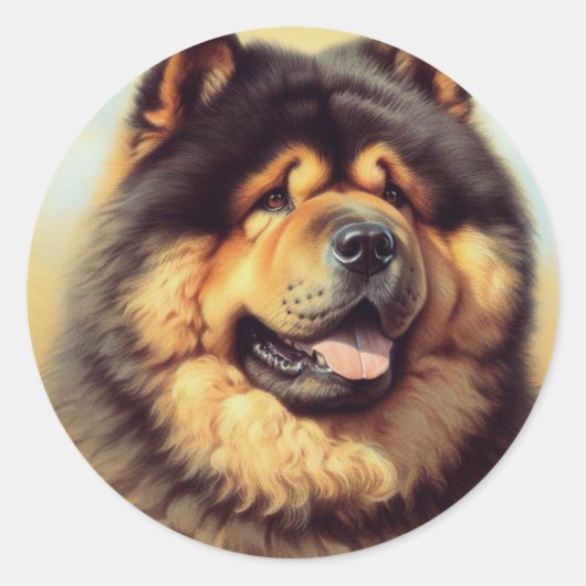  Chow-Chow Schilderen Ronde Sticker (Voorkant)