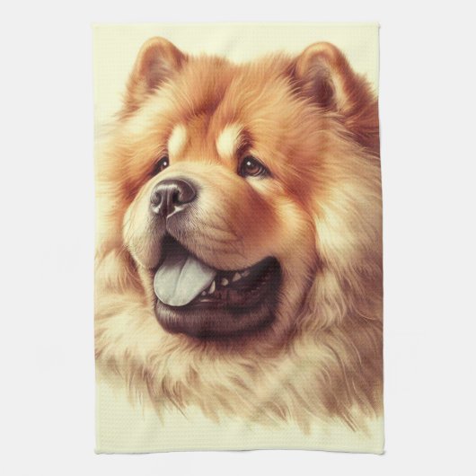Chow-Chow Schilderen Theedoek (Verticaal)